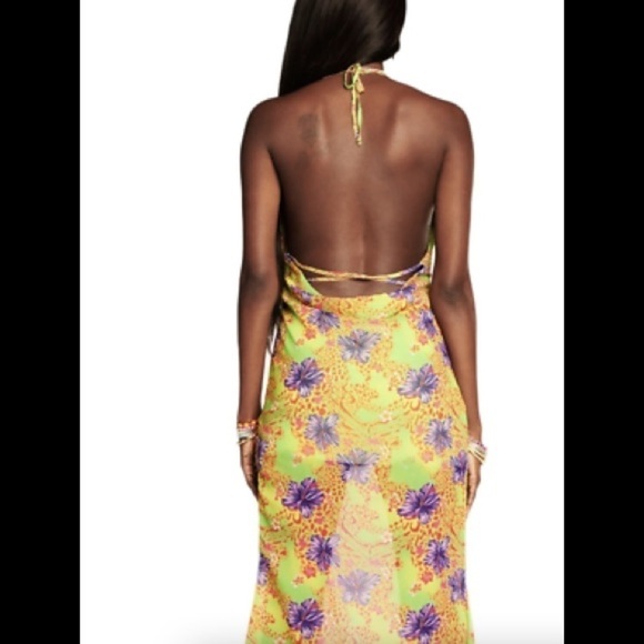 NEW I.AM.GIA Naphtalia Hibiscus Floral Print Maxi Dress w Slit and Seashell Belt - Picture 3 of 16